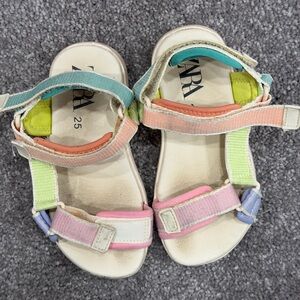 Zara Kids Pastel Rainbow Sandals size 8.5